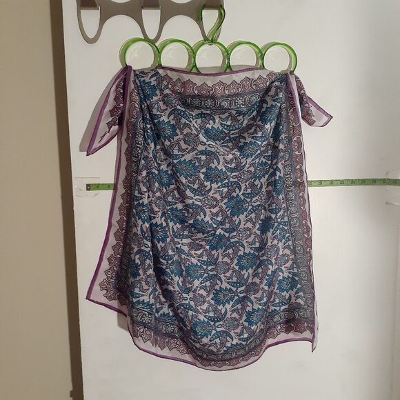 silk scarf Oscar de la Renta & Adrienne vittadini purple mauve vintage scarves - Picture 2 of 6